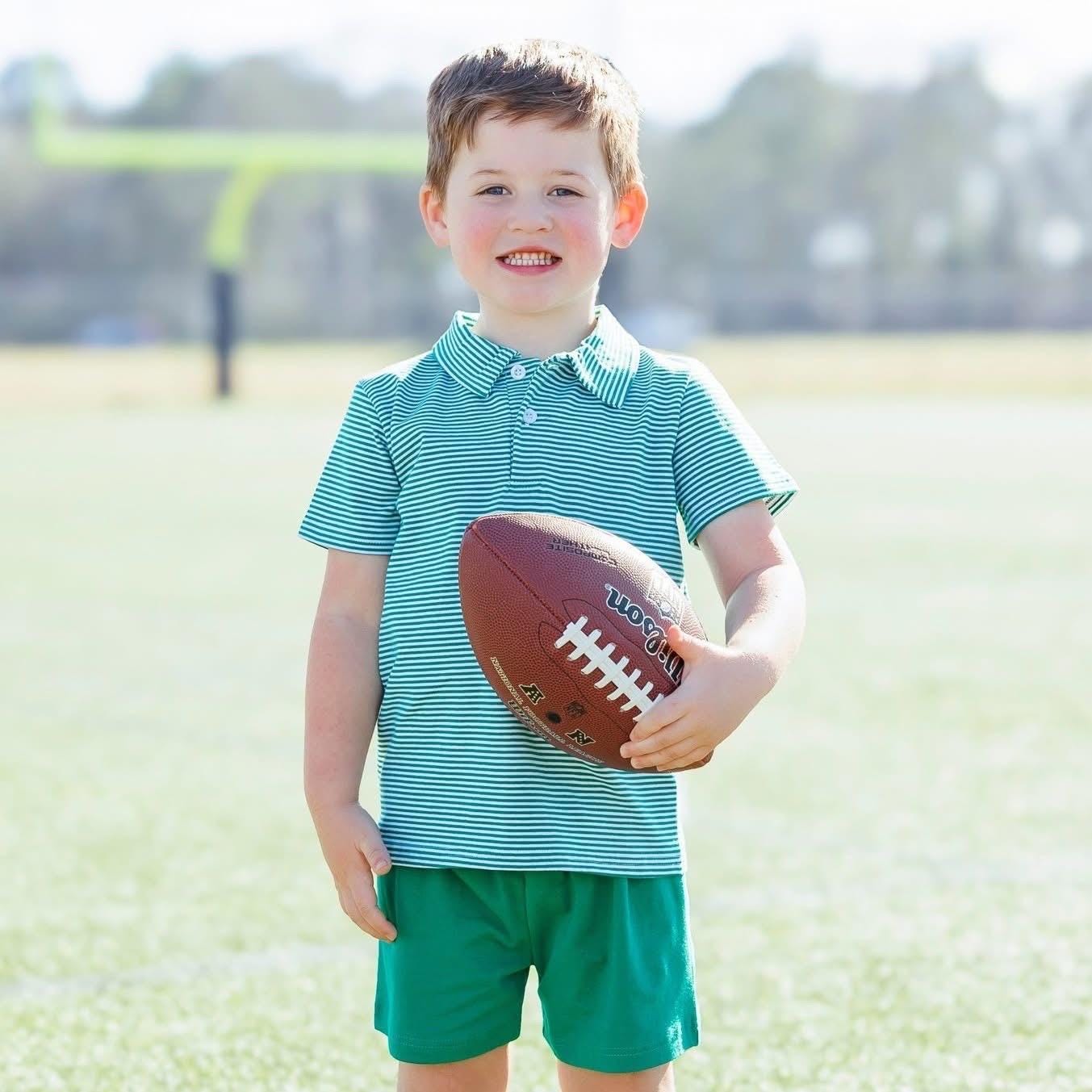 Green Striped Polo, Boy's Monogrammed Shirt, School Polo, Church Polo, Youth Monogram Shirt, Striped Boys Polo, Toddler Polo