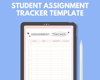 Modèle d'agenda de suivi des devoirs PNG | Organiseur numérique de devoirs | Planificateur d'études pour étudiants | Téléchargement instantané
