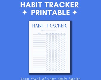 Plantilla de seguimiento de hábitos diarios: Planificador digital imprimible para establecer objetivos y rutinas diarias.
