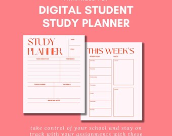 Student Study Planner Bundle - Weekly & Daily Templates for Digital and Printable Use