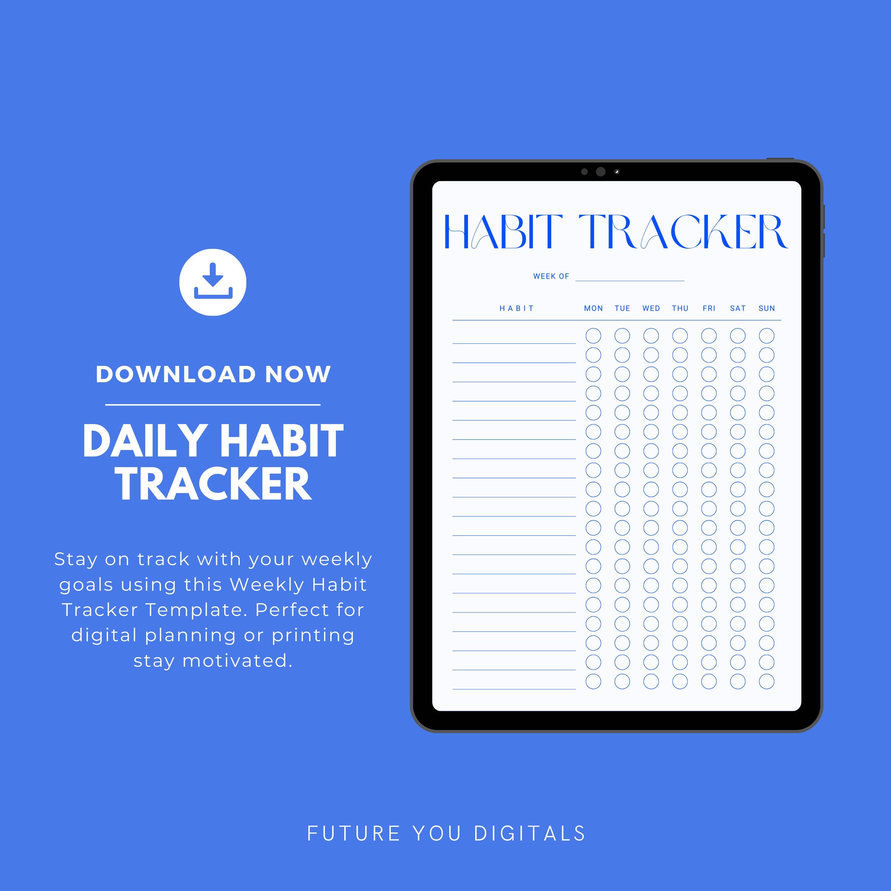 Daily Habit Tracker Template - Digital Planner Printable for Goal ...