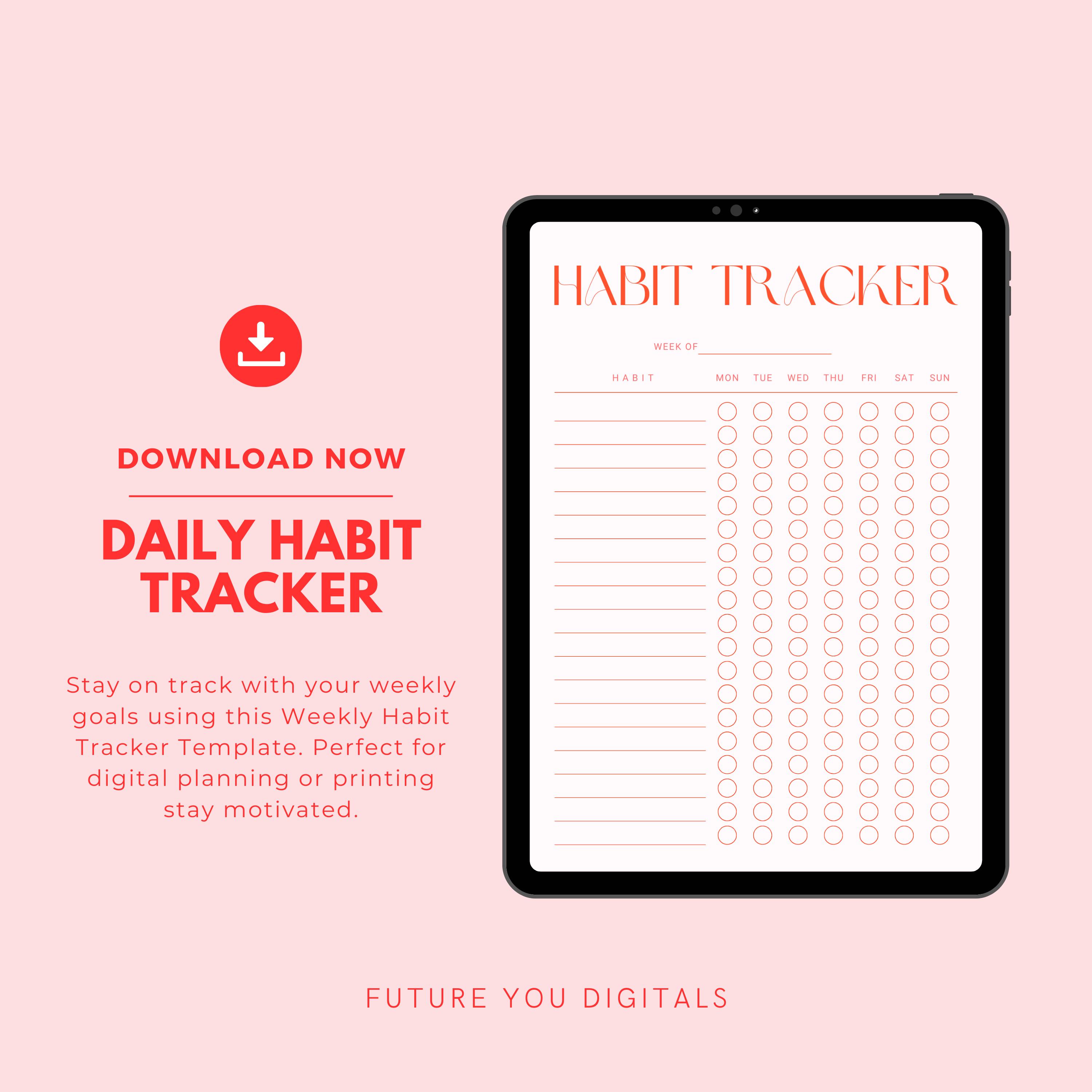 Daily Habit Tracker Template - Digital Planner Printable for Goal ...