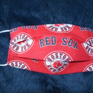 Red Sox Face Mask Fabric Face Mask Nose Wire 100% Cotton Fabric Mask With Elastic Washable Face Mask image 3