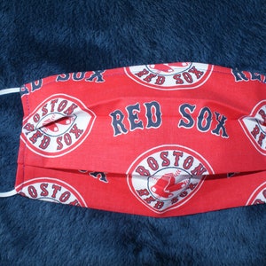 Red Sox Face Mask Fabric Face Mask Nose Wire 100% Cotton Fabric Mask With Elastic Washable Face Mask image 1