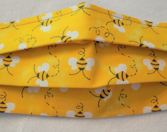 Bumblebee Face Mask Yellow Face Mask Face Covering Fabric Face Mask Nose Wire Cotton Fabric Mask With Elastic Accessories