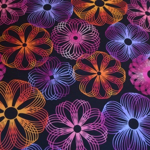 Multi Color Fabric, Black Fabric, Purple Fabric, Swirl Fabric, Pink Fabric, Orange Fabric, Fabric with dots, Sewing Supplies, Blue Fabric image 2