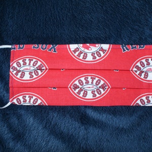 Red Sox Face Mask Fabric Face Mask Nose Wire 100% Cotton Fabric Mask With Elastic Washable Face Mask image 2