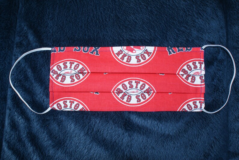 Red Sox Face Mask Fabric Face Mask Nose Wire 100% Cotton Fabric Mask With Elastic Washable Face Mask image 2