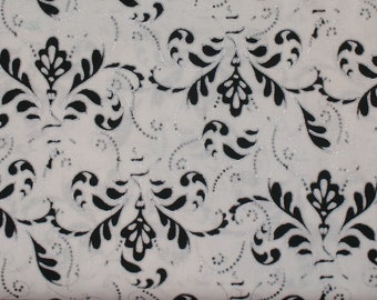 Black and White Fabric Silver Fabric Metallic Fabric Crafts Supplies and Tools Fabric and Notions Flower Fabric Quilting Sewing Fabric