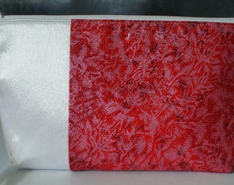 Zipper Red Floral Wristlet Clutch White Bag Wedding Clutch Bridal Gift Bridesmaids Gifts Evening Bag Metallic Pink Brides clutch