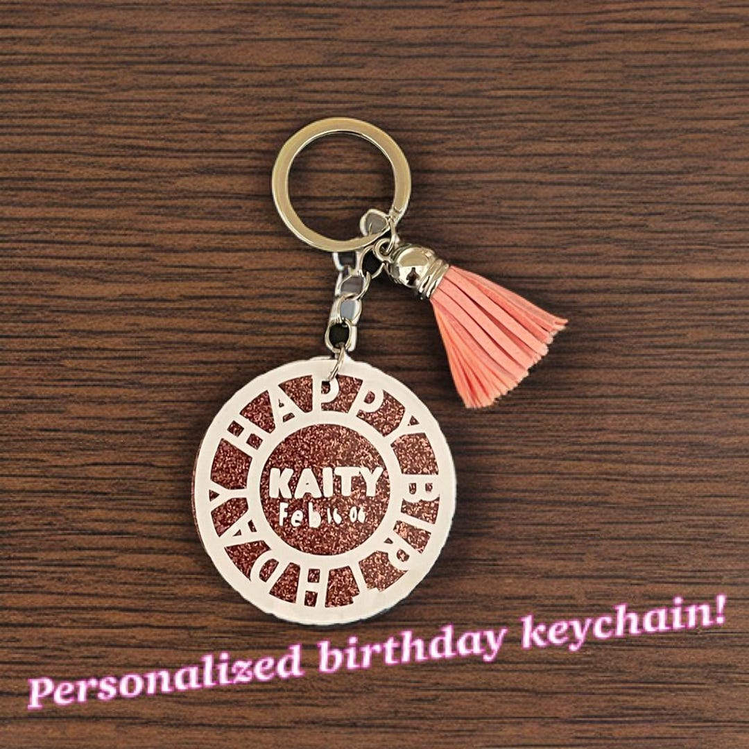 Happy Birthday, Acrylic Keychain. Personalized With Tassel - Etsy