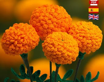 Crochet Cempasúchil Flower Pattern PDF – Spanish + English | Woven Flowers Step by Step – Kaqnin Kasikay