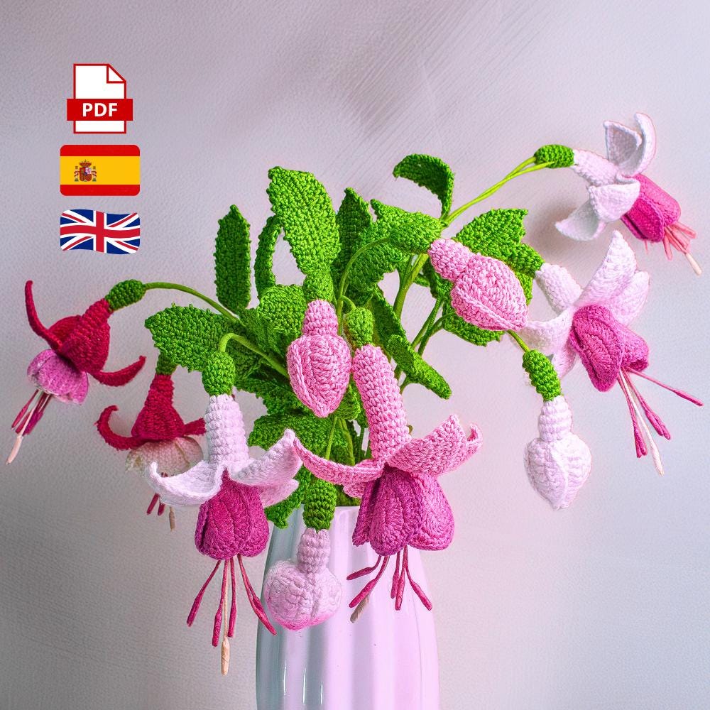 3D Fuchsia Flower Crochet Pattern PDF – Learn to Knit Quickly and