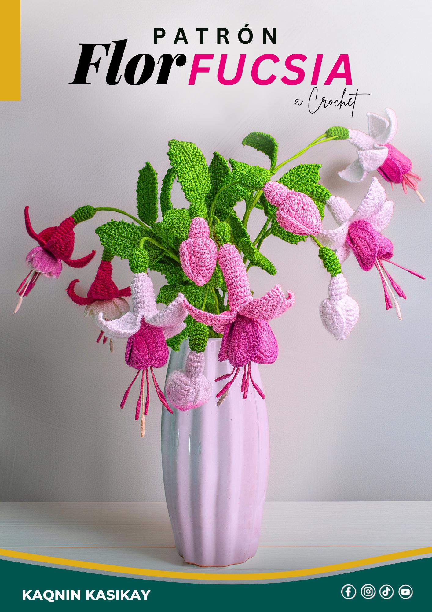 3D Fuchsia Flower Crochet Pattern PDF – Learn to Knit Quickly and