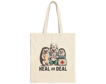 Bolso de lona de algodón | Bolso de mano | Trabajador sanitario | Sanar | Sobreviviente | Regalo para médico | Regalo para enfermera