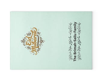 Eid Mubarak  Glass Cutting Board | Personalized family name, Ramadan gifts, Eid Mubarak, Personalized Eid Gift, Eid Decor Gifts