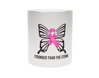 Stärker als der Sturm Becher Geschenk l personalisiertes Geschenk l Geschenk für ihn und sie l Kaffeebecher l Krebsbewusstseinsbecher l Survivor l Think Pink