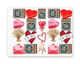 Valentine Hearts and Vintage Matchbox Matte , Can Coolers Camping Bachelorette, Party Gifts Camp Themed ,  Bridesmaid Gift Bach Party Favors