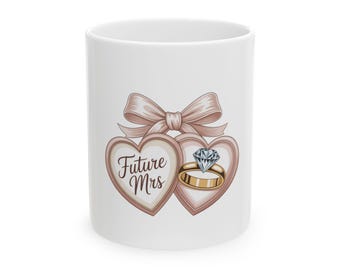 未来の奥様ハートチャームマグカップ｜パーソナライズギフト｜彼または彼女へのギフト｜結婚祝い｜コーヒーマグ｜ブライダルシャワー｜カスタムマグカップ