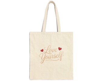 Bolso de lona de algodón | Ámate a ti mismo | Bolso bonito | Bolso sencillo | Regalo para él | Regalo para ella