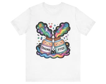 Camiseta unisex de manga corta color turquesa salud mental | TEPT | está bien no estar bien | superviviente