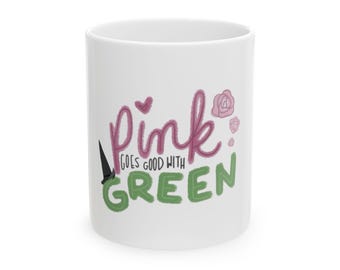 ピンクとグリーンが相性抜群のマグカップ｜ウィキッドマグ｜パーソナライズギフト｜男性へのギフト｜コーヒーマグ｜卒業祝い｜カスタムマグ