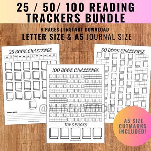 Book reading challenge -Reading Log- Book Review - READING Journal Pages-Printable Bundle-2025 Bullet Journal- BUJO Templates-A5/Letter/PDF