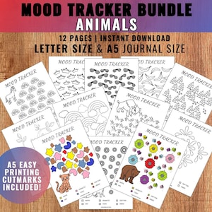 Zestaw Animal Mood Tracker: Strony do dziennika do druku (do pobrania w wersji cyfrowej)