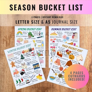 Seasons Bucket List Bundle - Fall Bucket List -Winter Bucket List- Summer Bucket List -Spring Bucket List - Christmas -New year Bucket List