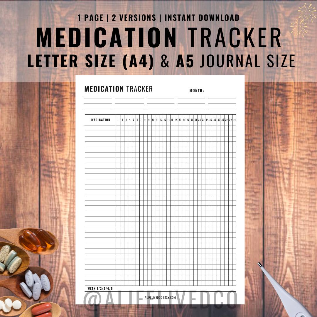 Medication Tracker - Medication Log - PRINTABLE Journal Page ...