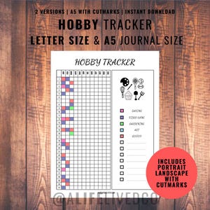 Hobby Tracker - Hobby Journal - Fun Tracker - Wellness Tracker - Wellness Journal - Daily Activity  - PRINTABLE Journal Page - Habit Tracker