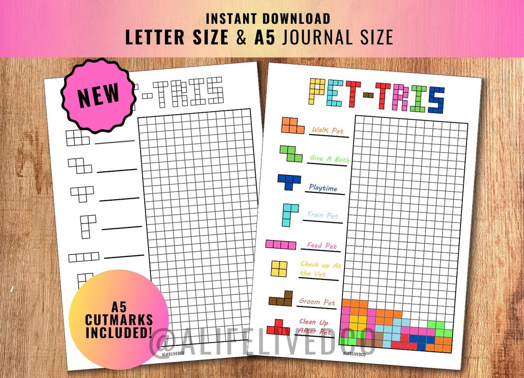 Pet Journal Example Pet-tris - PRINTABLE Journal Page - Letter & A5 - Pet Lovers - Pet ...