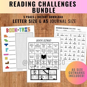 READING Challenge Pages -Printable Bundle -2025 Bullet Journal-BUJO Templates-A5/Letter/PDF-Reading Log -Book shelf Tracker-Book log Review