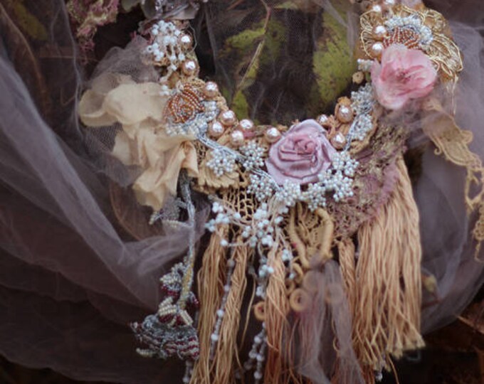 Petals and Old Laces Necklace Original Shabby Chic Antique Lace