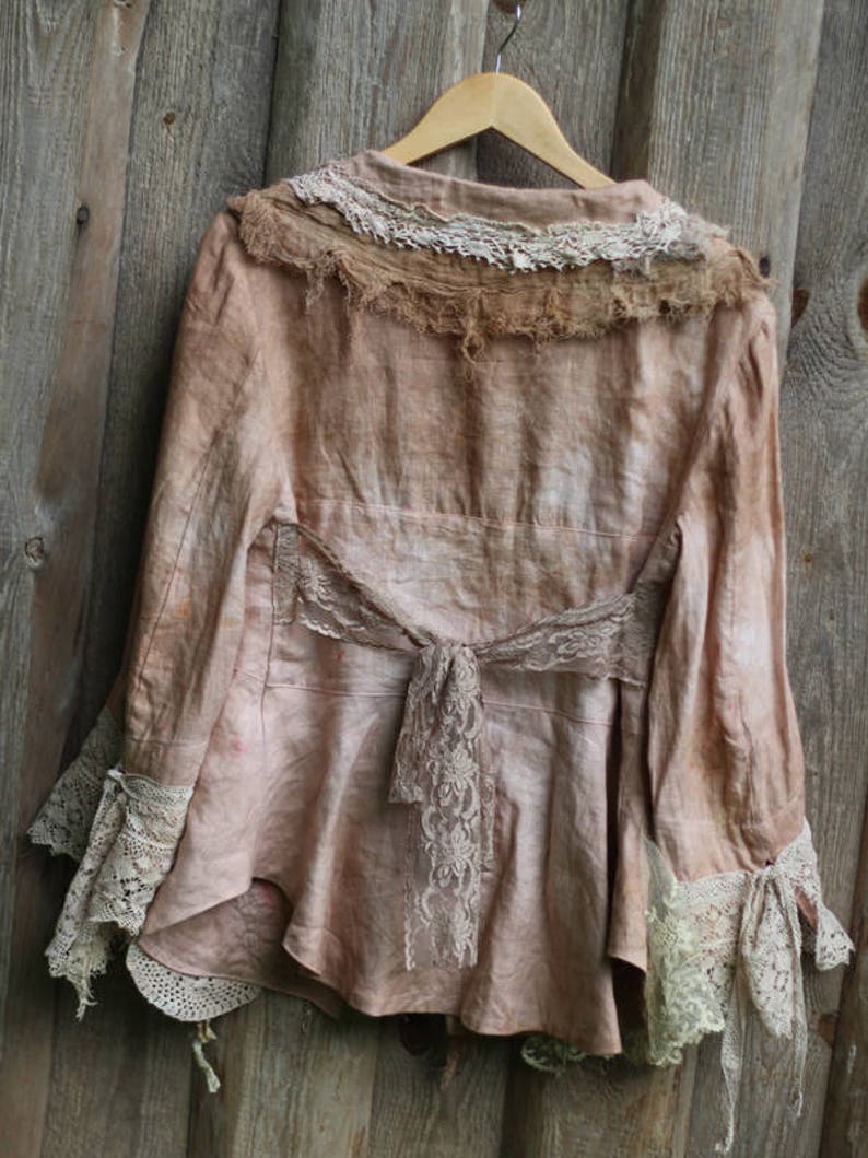 Baroque summer jacket linen jackethand dyed antique laces | Etsy