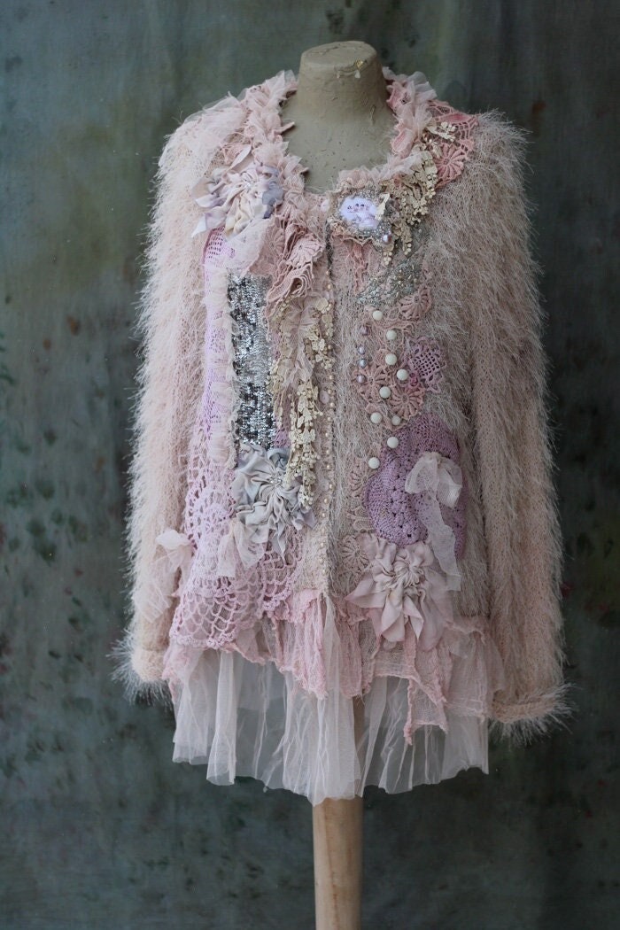 Floral Knit Coat - Etsy