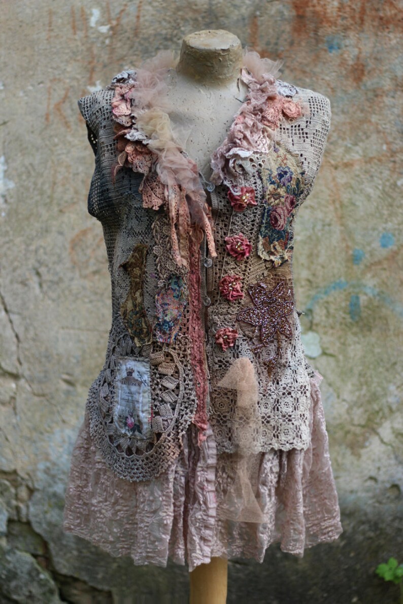 boho chaleco rústico pergamino y rosas boho chic imagen 0