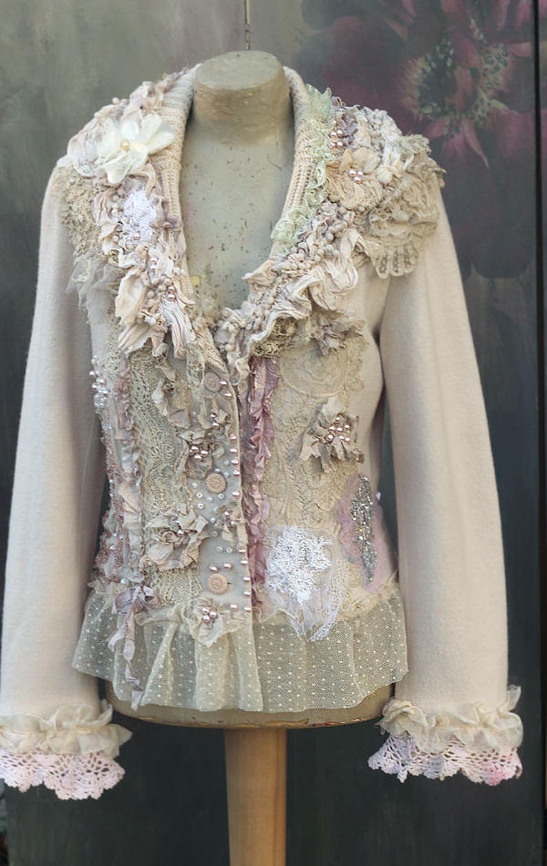 Porcelain jacket ornate winter jacket sz M fine wool Etsy