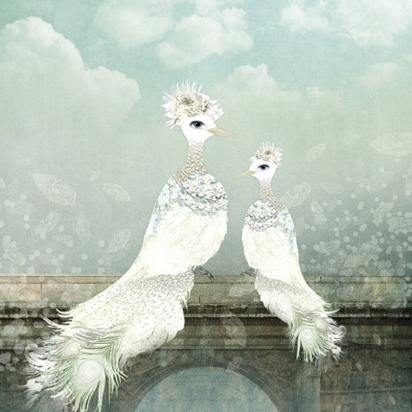 Bird Couple - digital collage painting