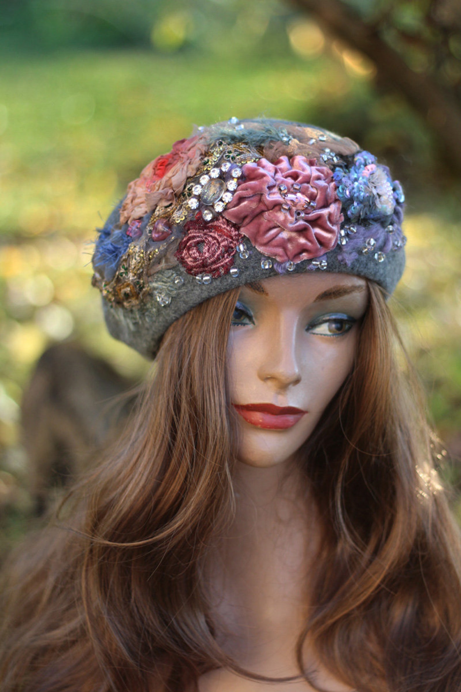 Artsy Boho Embroidered Beret fleurs Boheme Boho Etsy