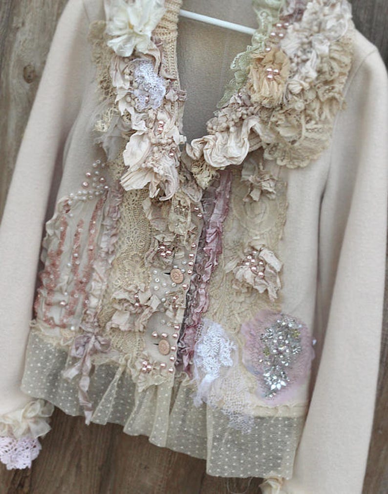 Porcelain jacket ornate winter jacket sz M fine wool Etsy