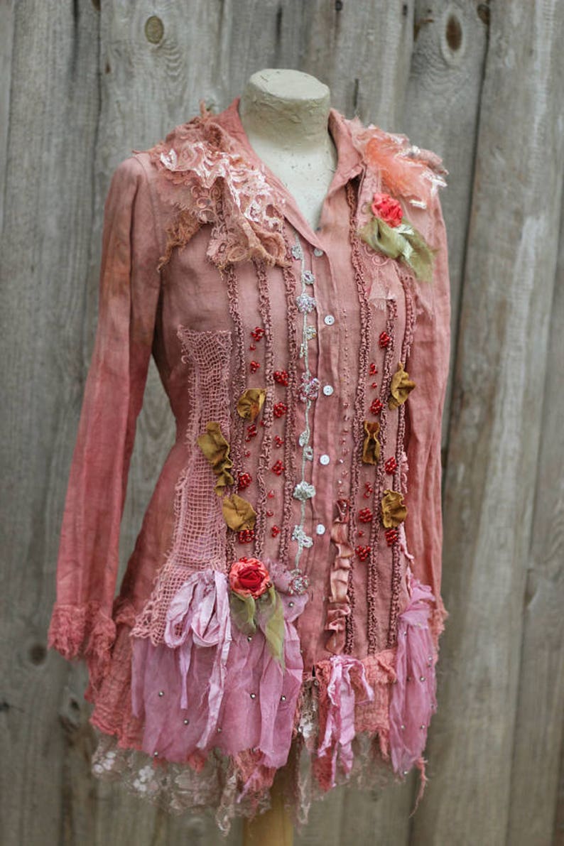 Roses and berries jacket ornate boho jacket linen Etsy