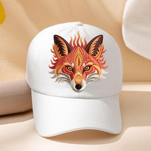 Fox Head Embroidery Design Tribal Fire Style Wild Animal Face Machine Embroidery Pattern for Hoodie Jacket Woodland Wildlife Decor