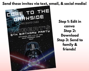 Star Wars Come to the Darkside Birthday Invitation