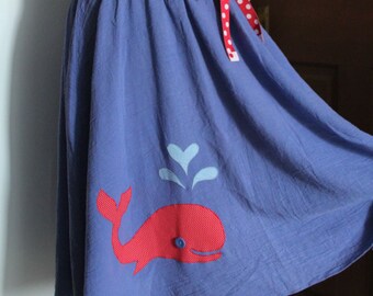 Happy Little Whale Vintage Dress women 80's medium