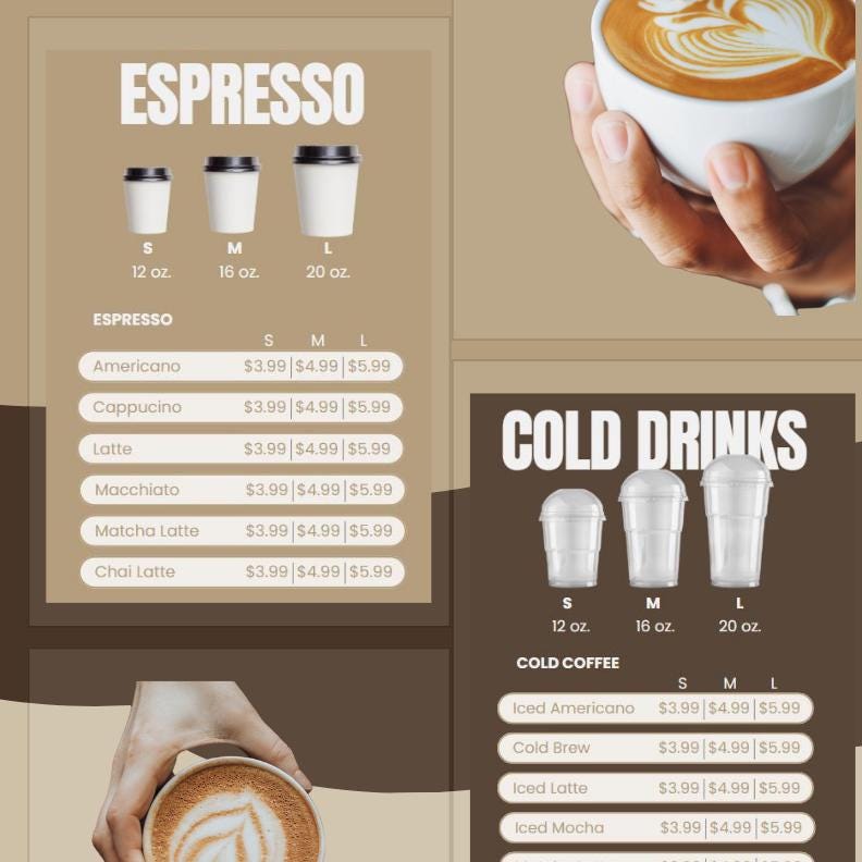 Cafe QR Menu Template, Canva Menu Design, Digital Cafe Menu, Editable ...