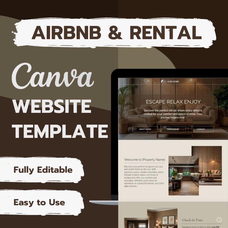 Modèle de site Web Canva, Site Web Airbnb, Conception de site Web, Locations Airbnb, Page de destination, Site Web moderne, Designs de sites Web, Air