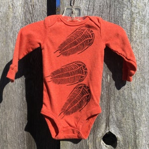 Baby Trilobite Print T-shirt, short sleeved or long sleeved snap bottom bodysuit with black hand printed trilobite design, ready to ship