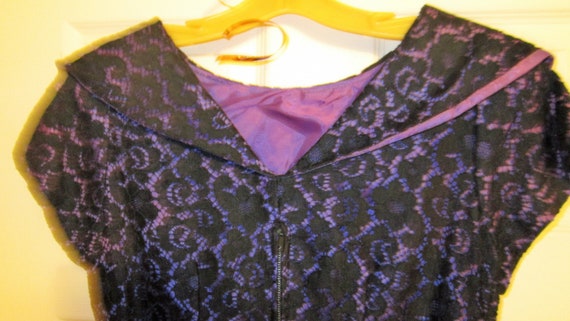 Vintage 1950s Custom Made Black Lace/Purple Wiggl… - image 4