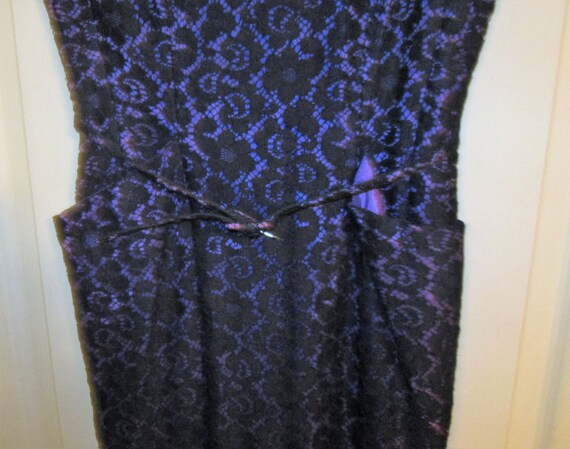 Vintage 1950s Custom Made Black Lace/Purple Wiggl… - image 6